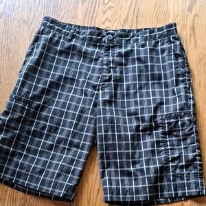 Adidas Black and White Plaid Cargo Shorts. Size 34